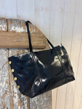 Sac cabas noir à détails métalliques