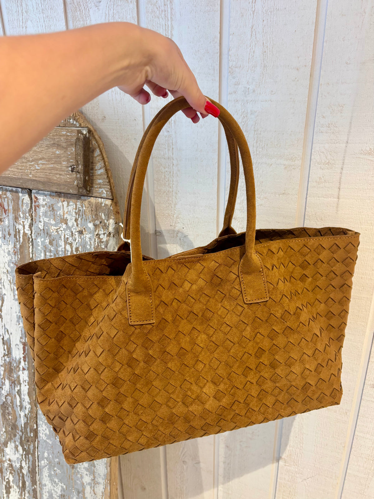 Sac cabas tressé camel