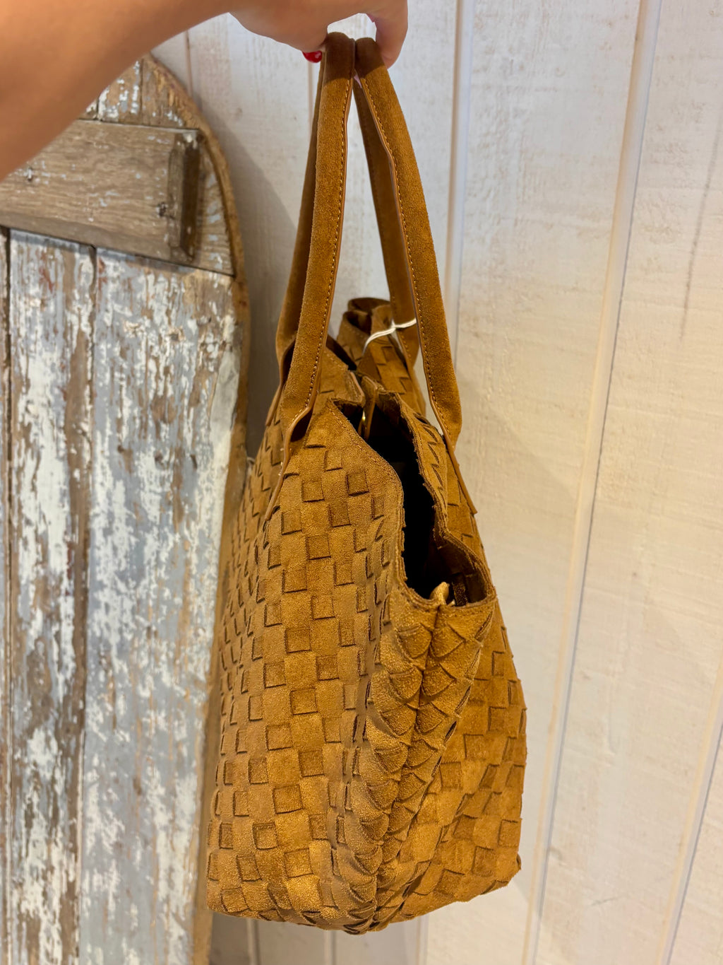 Sac cabas tressé camel
