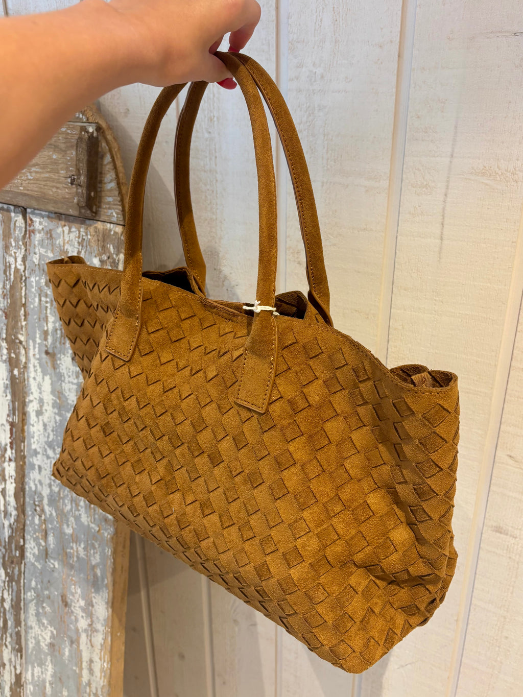 Sac cabas tressé camel