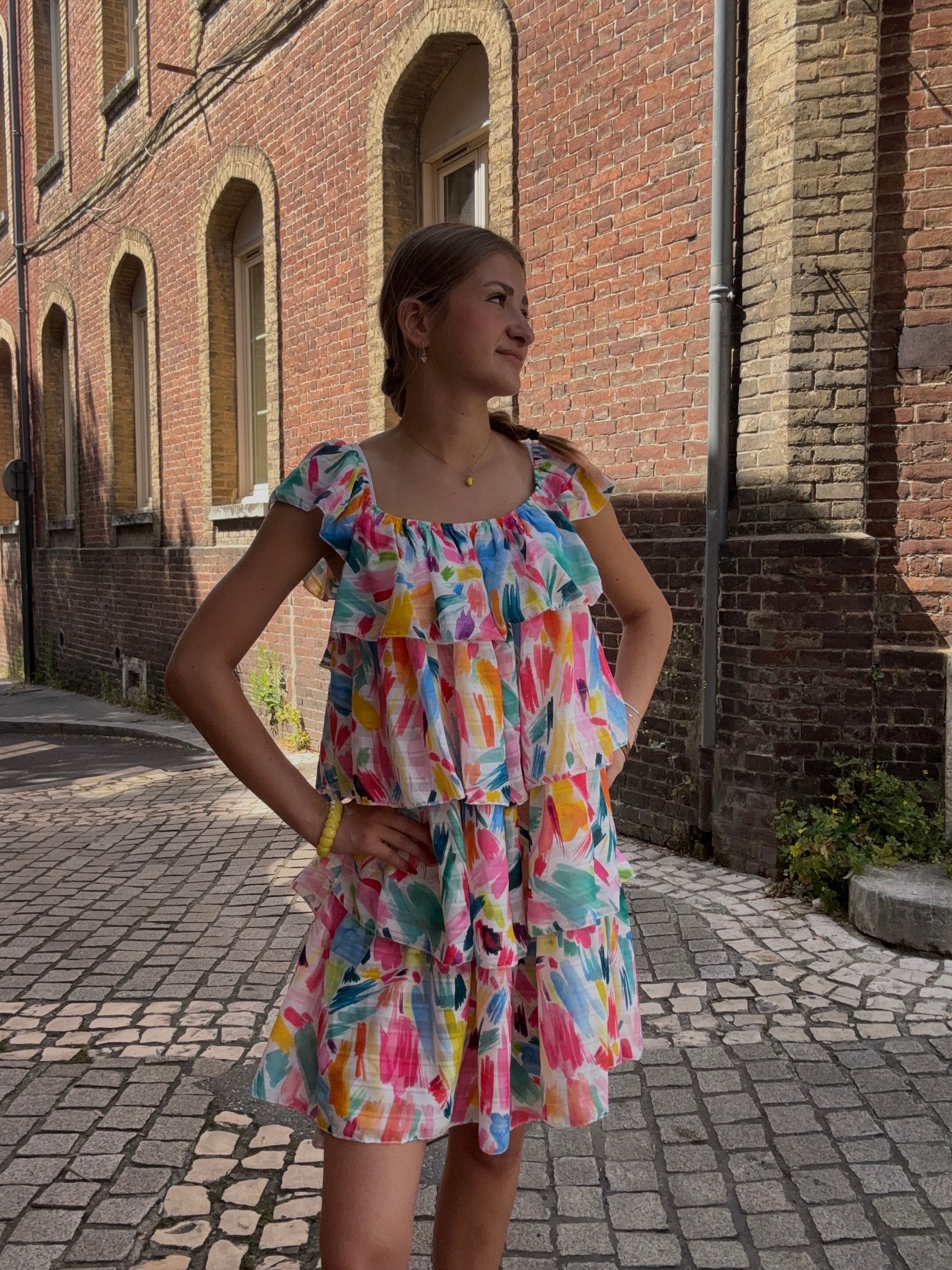 Robe Mini Multicolore à Volants