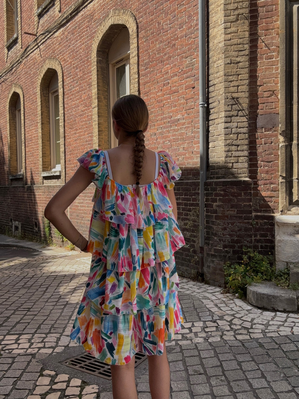 Robe Mini Multicolore à Volants