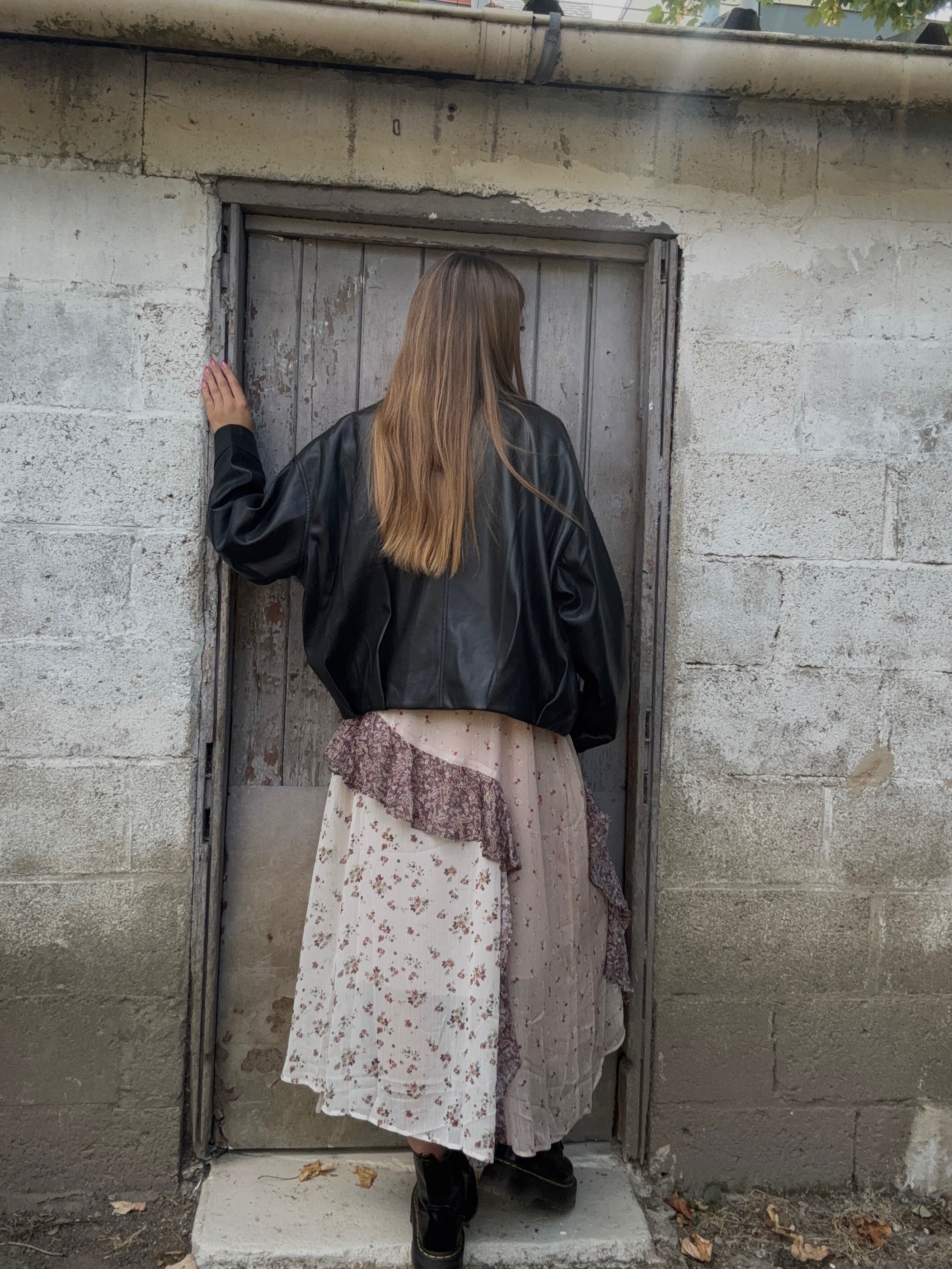 Veste Oversize Noire en Simili Cuir
