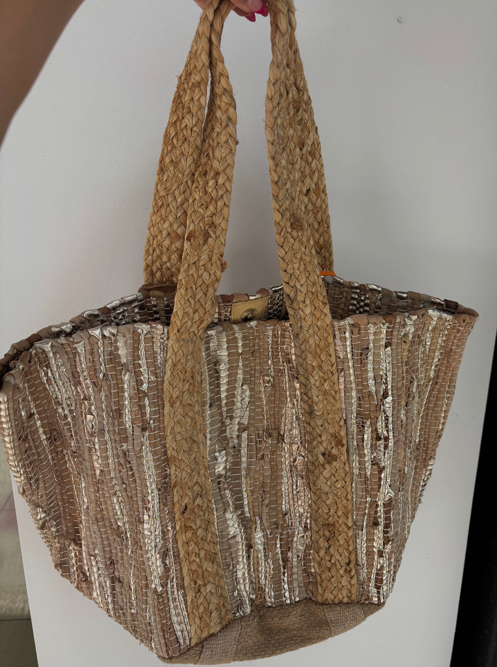 Tote Bag Tressé – Reflets Dorés