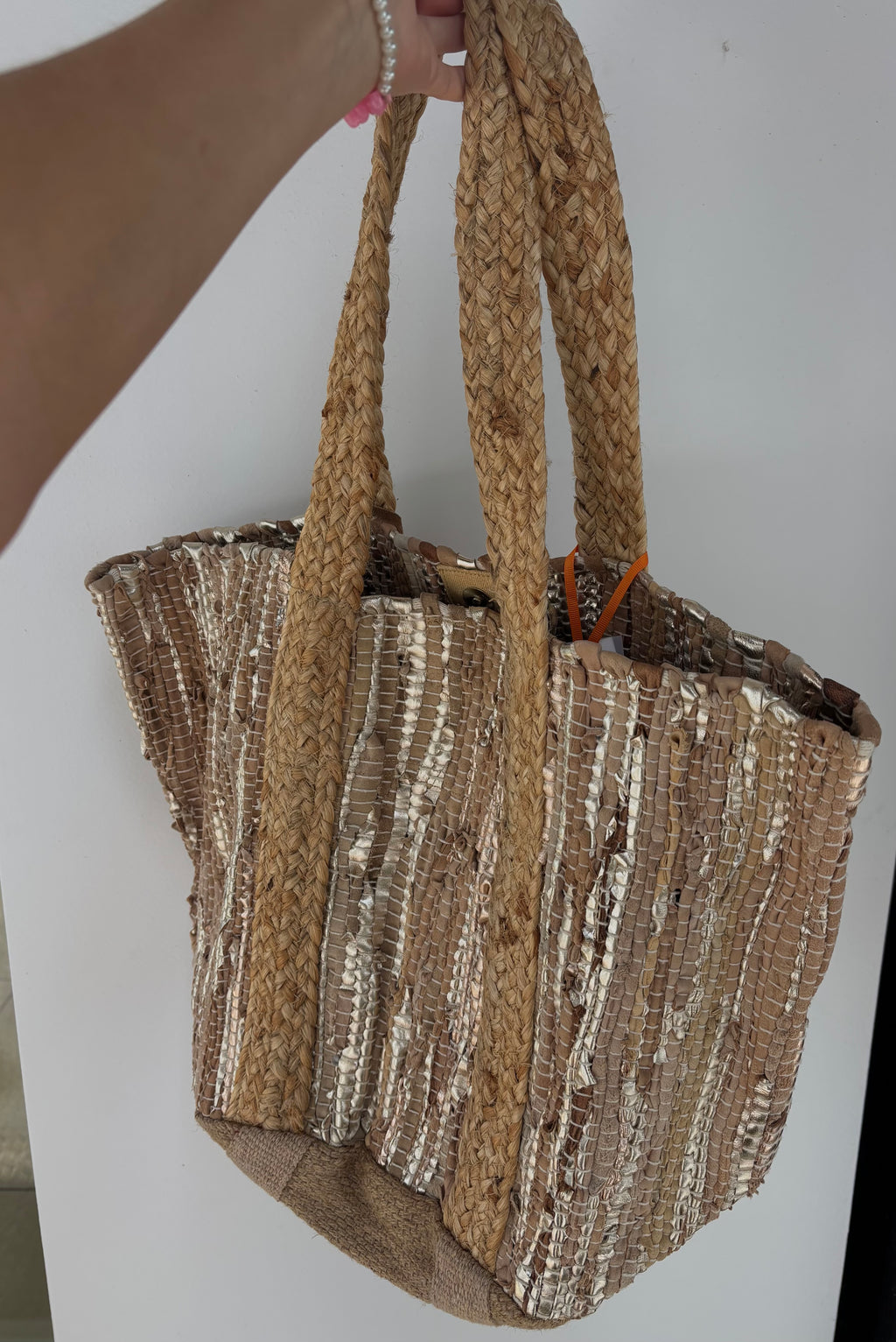 Tote Bag Tressé – Reflets Dorés
