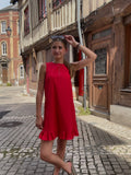 Robe Courte Rouge Volantée