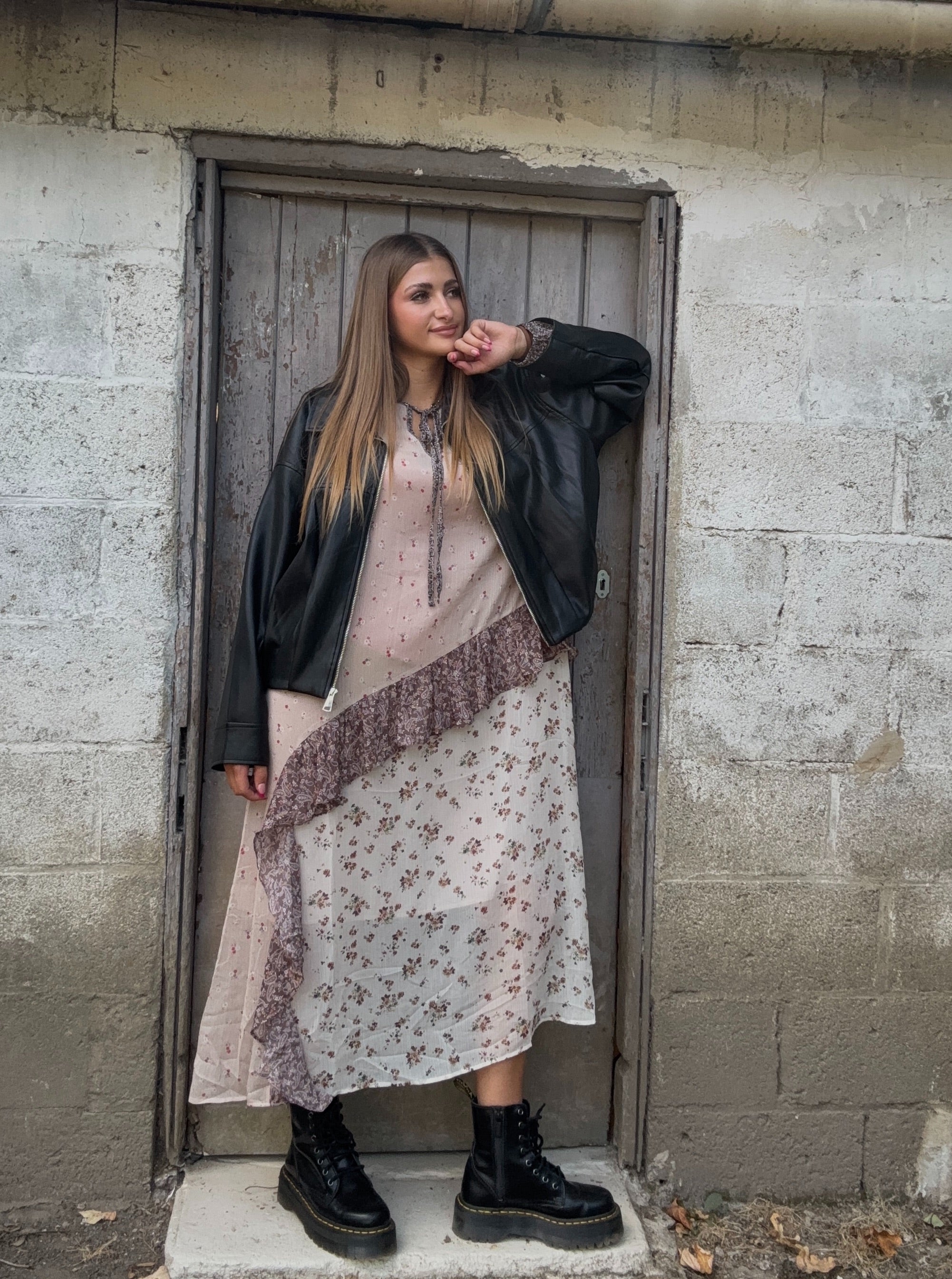 Veste Oversize Noire en Simili Cuir