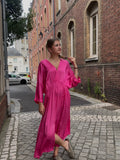 Robe Longue Satinée Rose Fuchsia