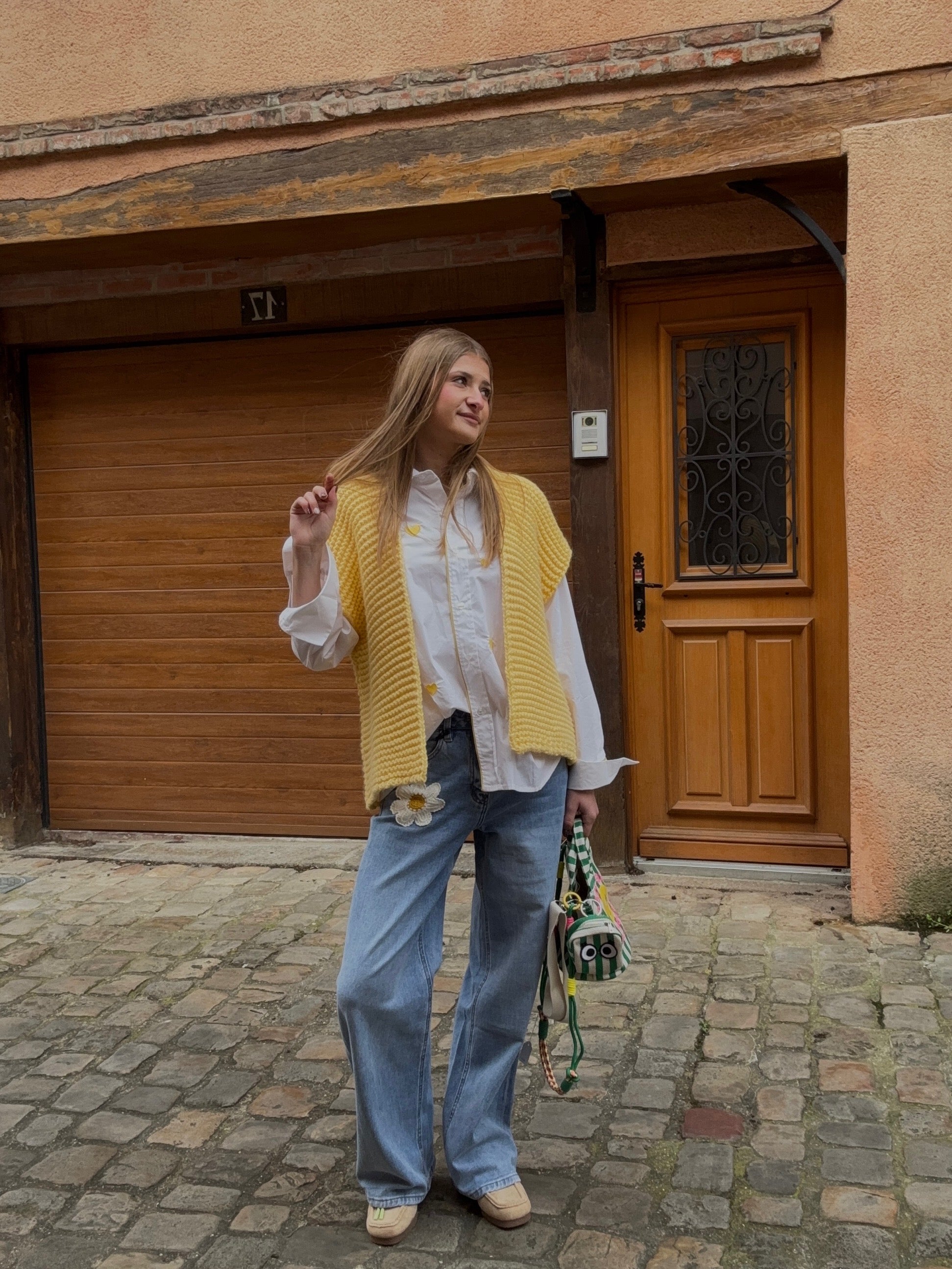 Gilet sans manche tricot jaune soleil