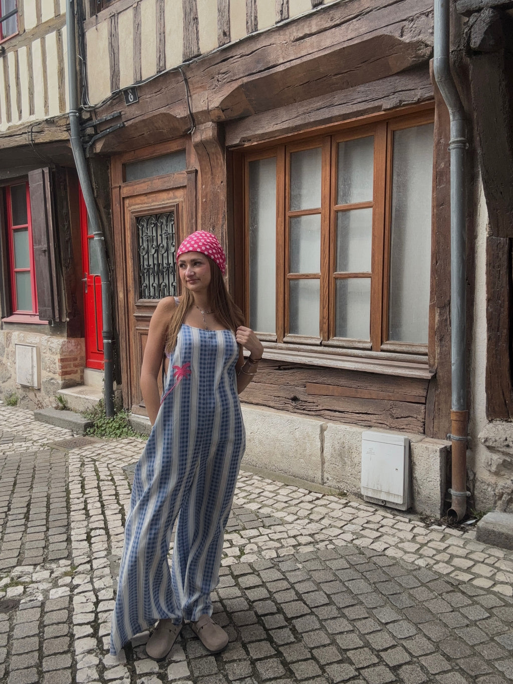 Combinaison Longue Vichy Bleue