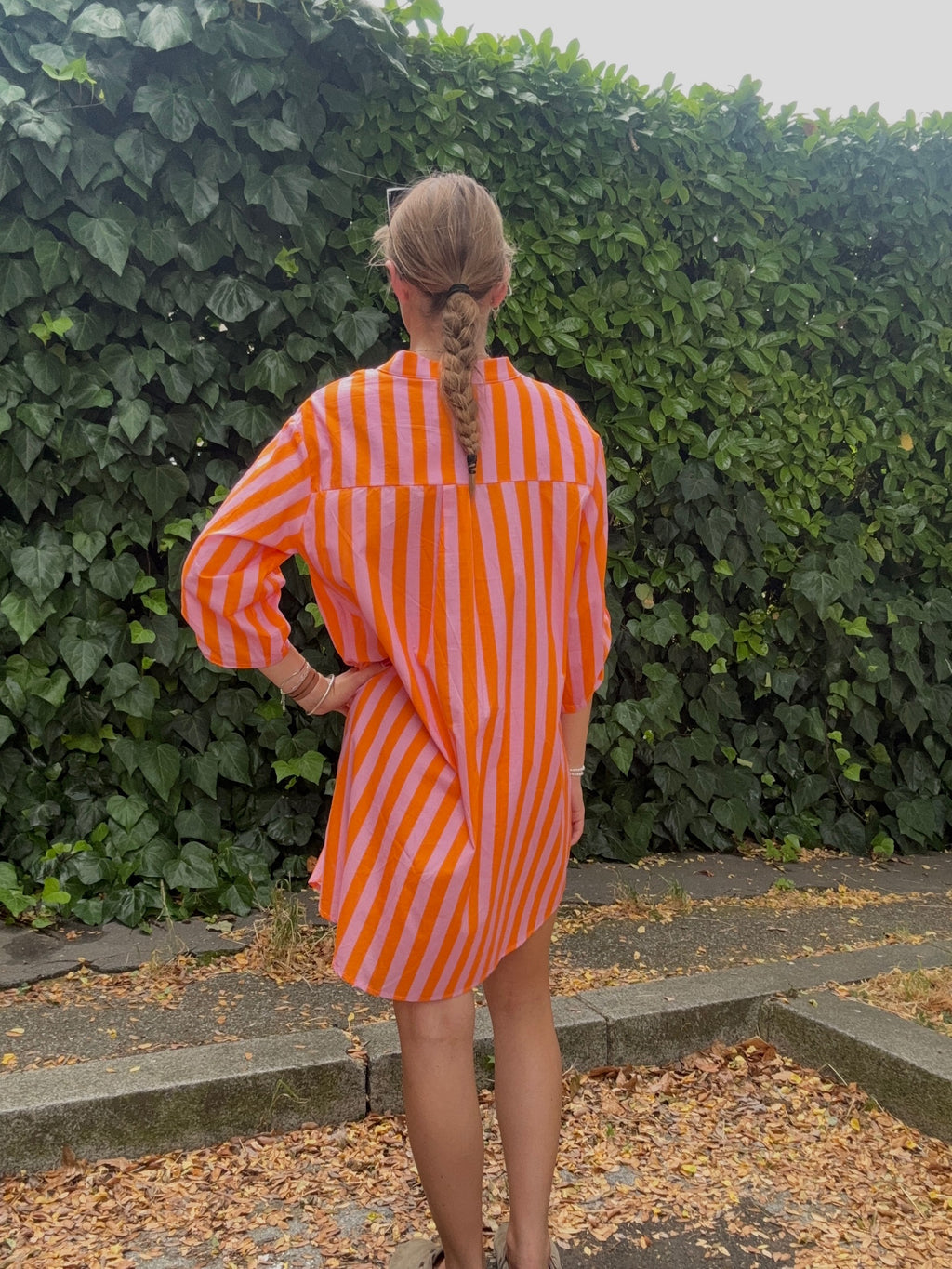 Robe Chemise Rayures Orange & Rose