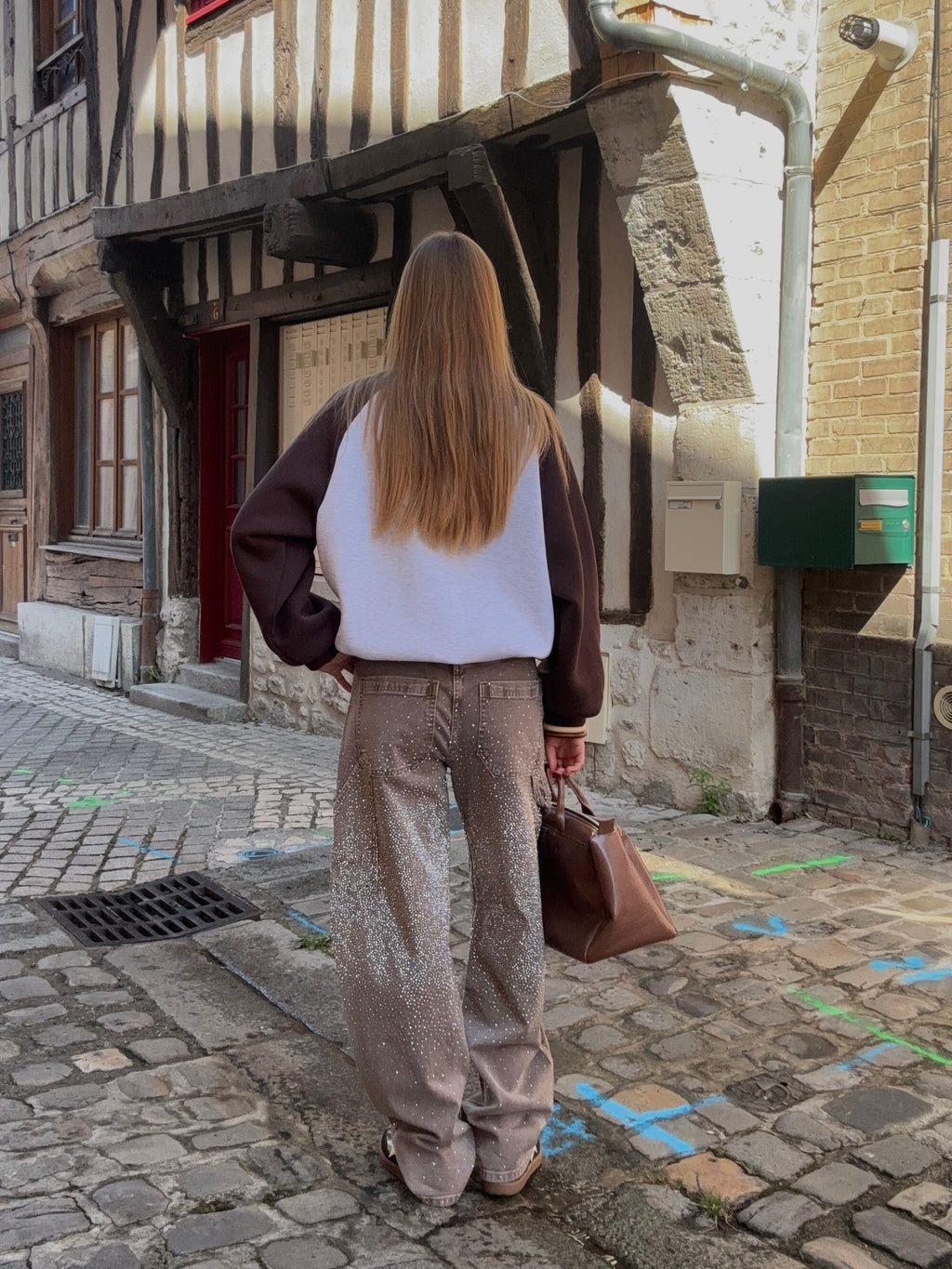 Pantalon Taupe à Strass