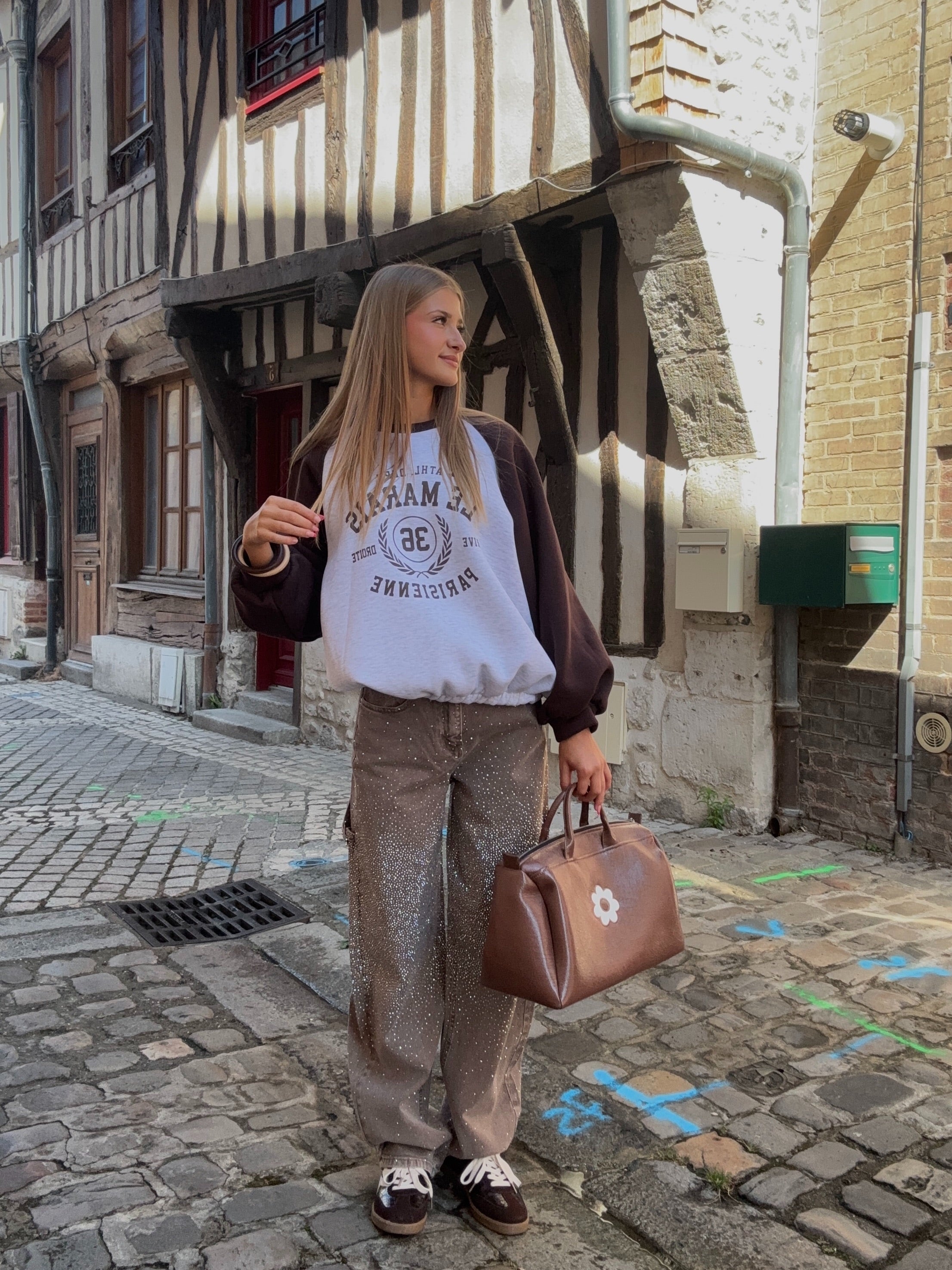 Pantalon Taupe à Strass