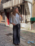 Pull Gris Bandes Bleues