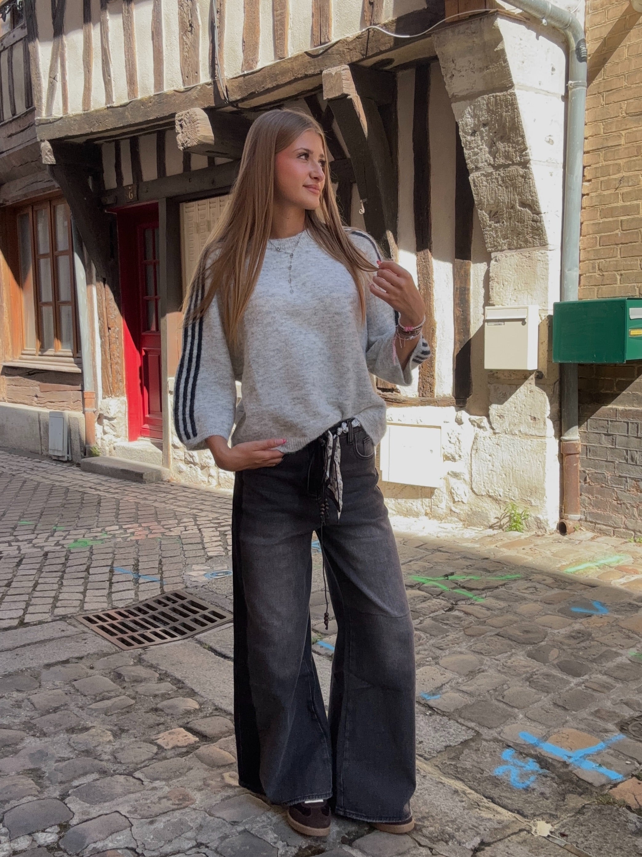 Jean Wide Leg Noir Délavé