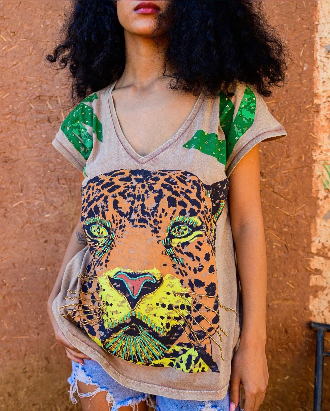 T-shirt Léopard Jaune