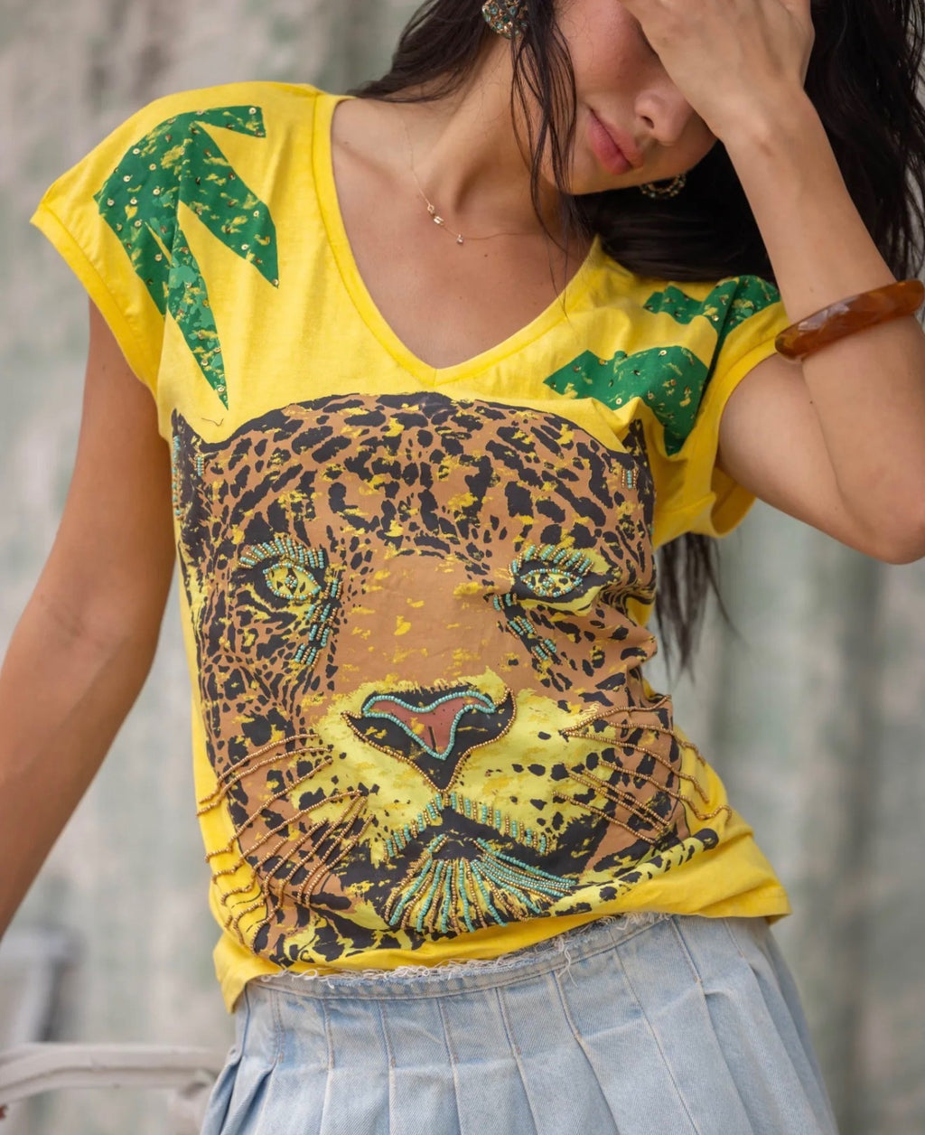 T-shirt Léopard Jaune