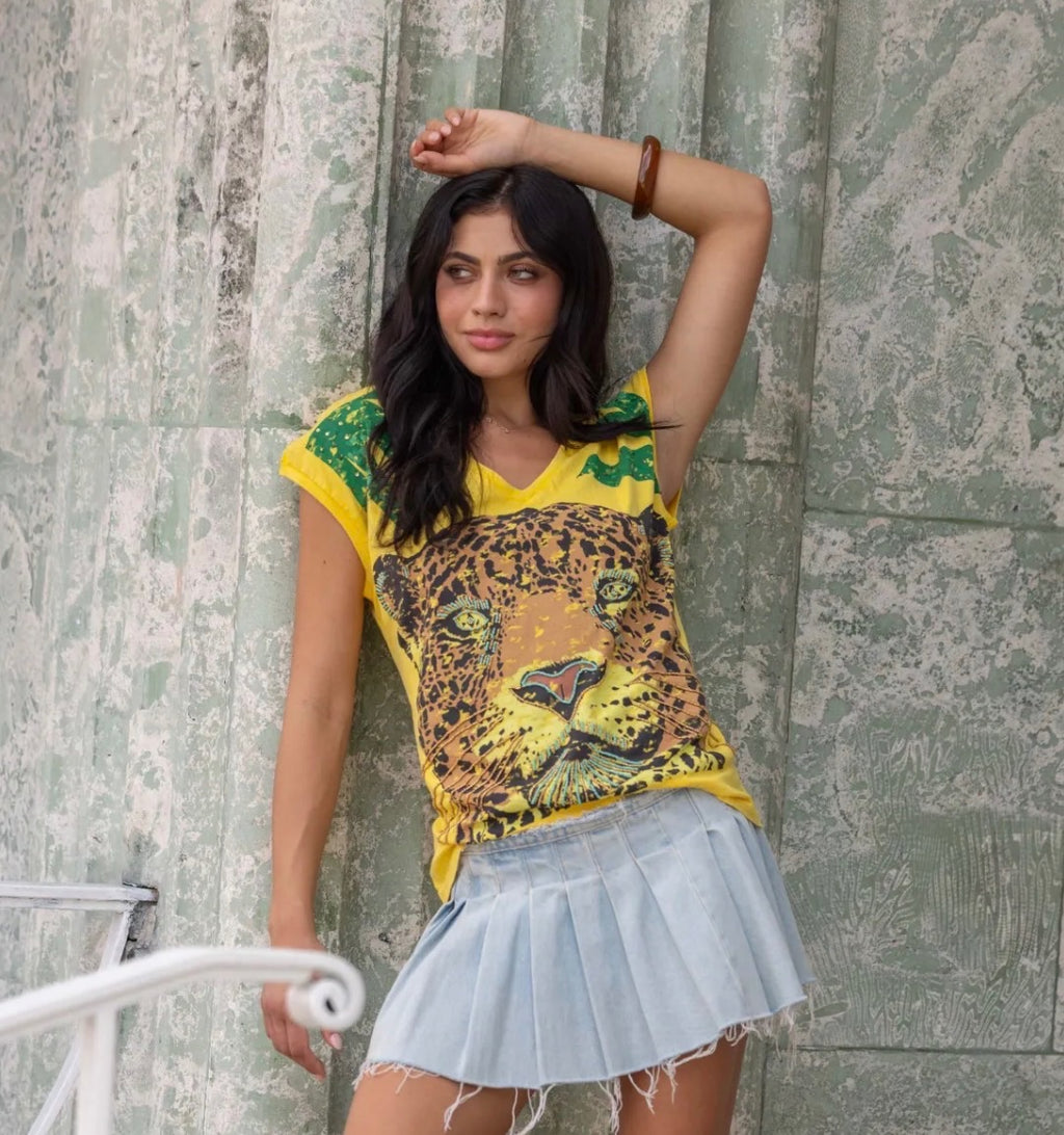 T-shirt Léopard Jaune
