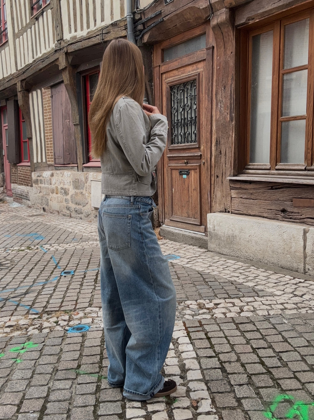 Jean Wide Leg Bleu Délavé Taille Basse