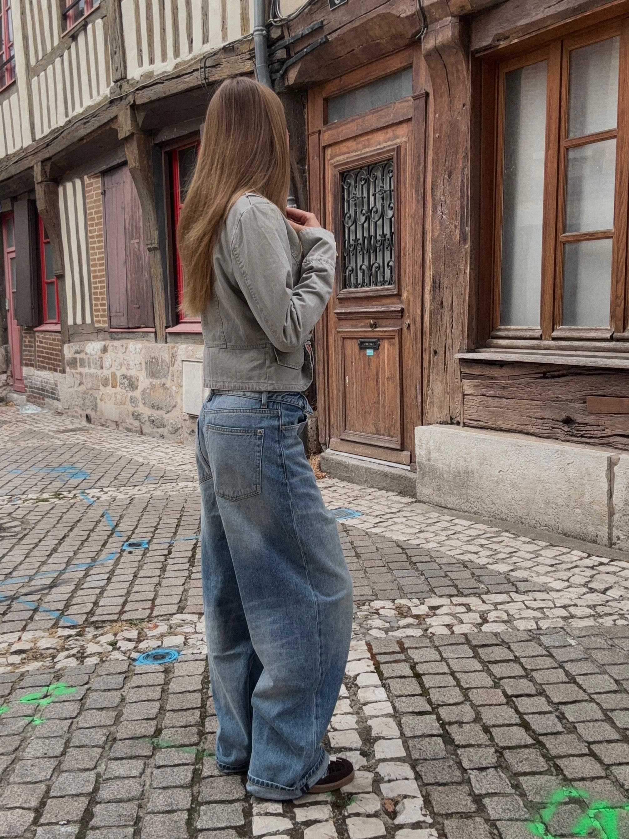 Jean Wide Leg Bleu Délavé Taille Basse