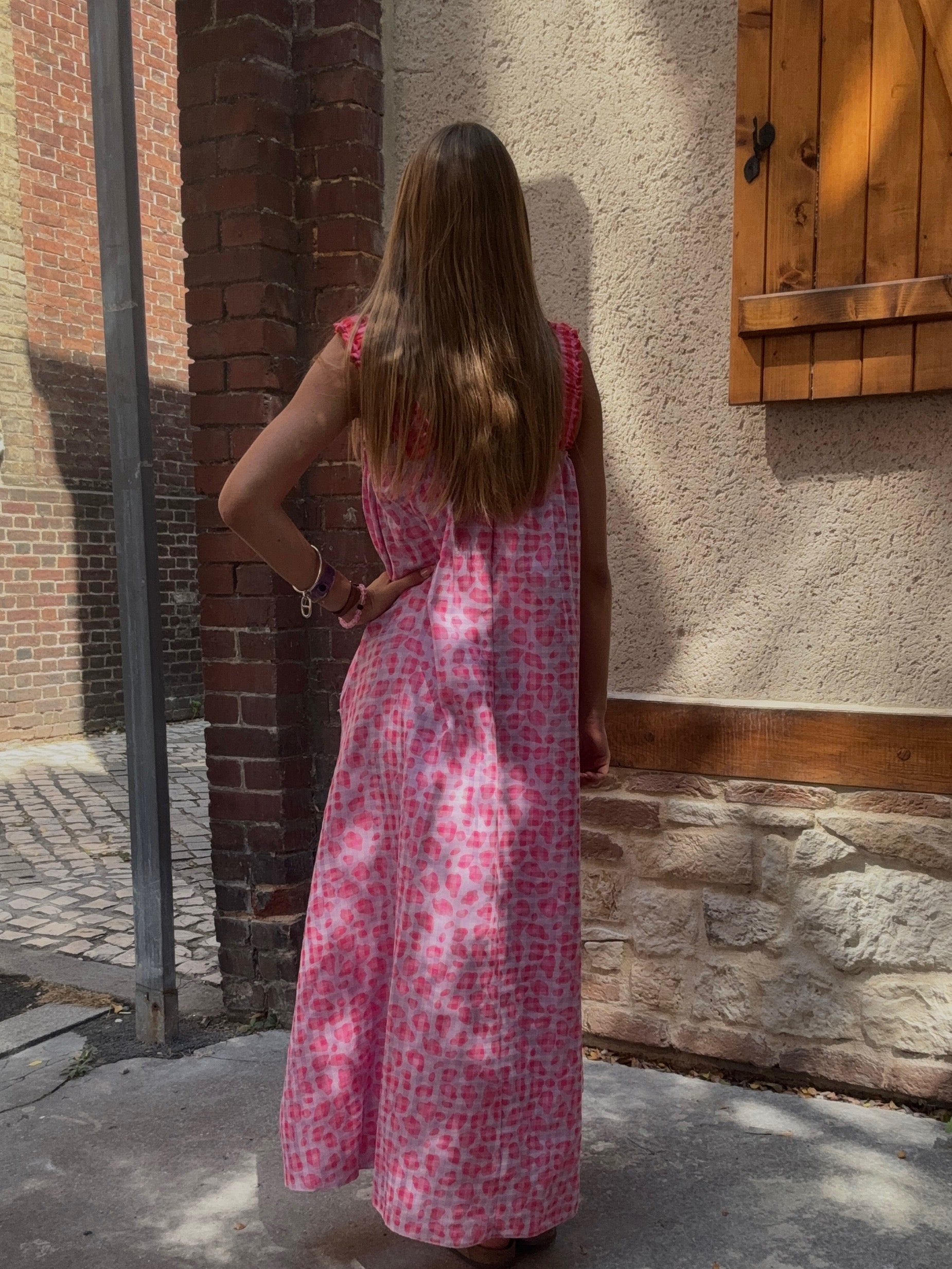 Robe Longue Rayée Jaune & Rose