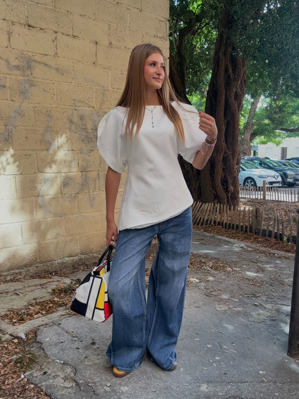 Haut Blanc Manches Bouffantes
