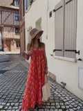 Robe Longue Rayée Orange & Rose à Citrons