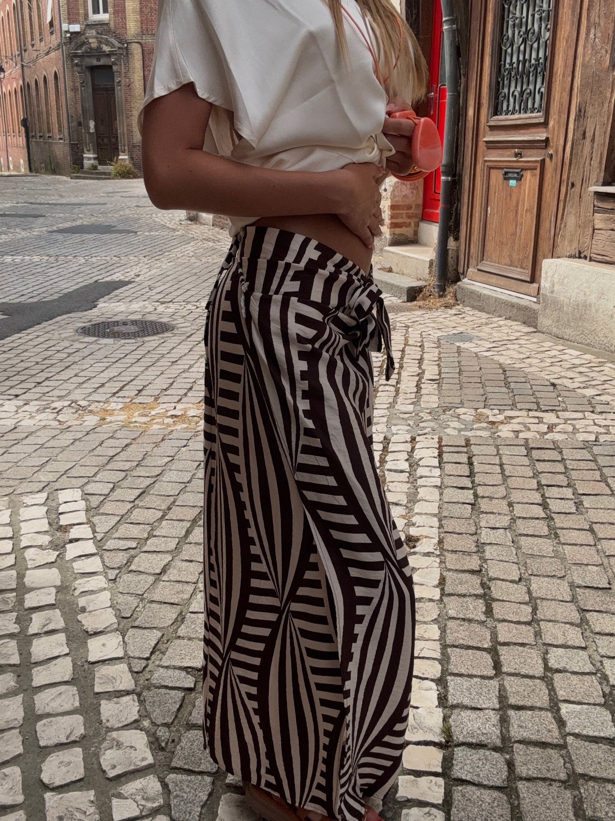 Jupe Longue Rayée Chocolat et Blanc