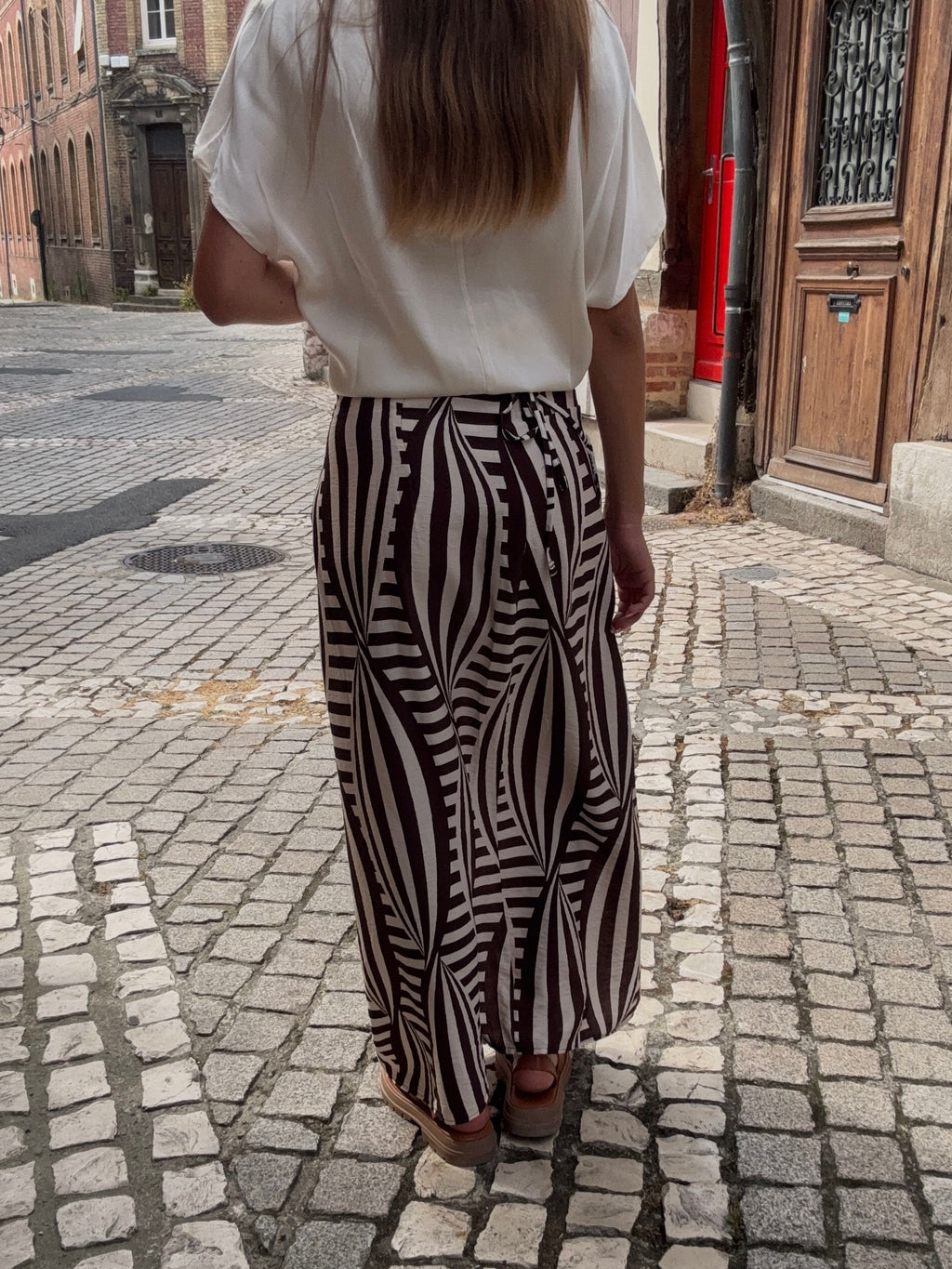 Jupe Longue Rayée Chocolat et Blanc