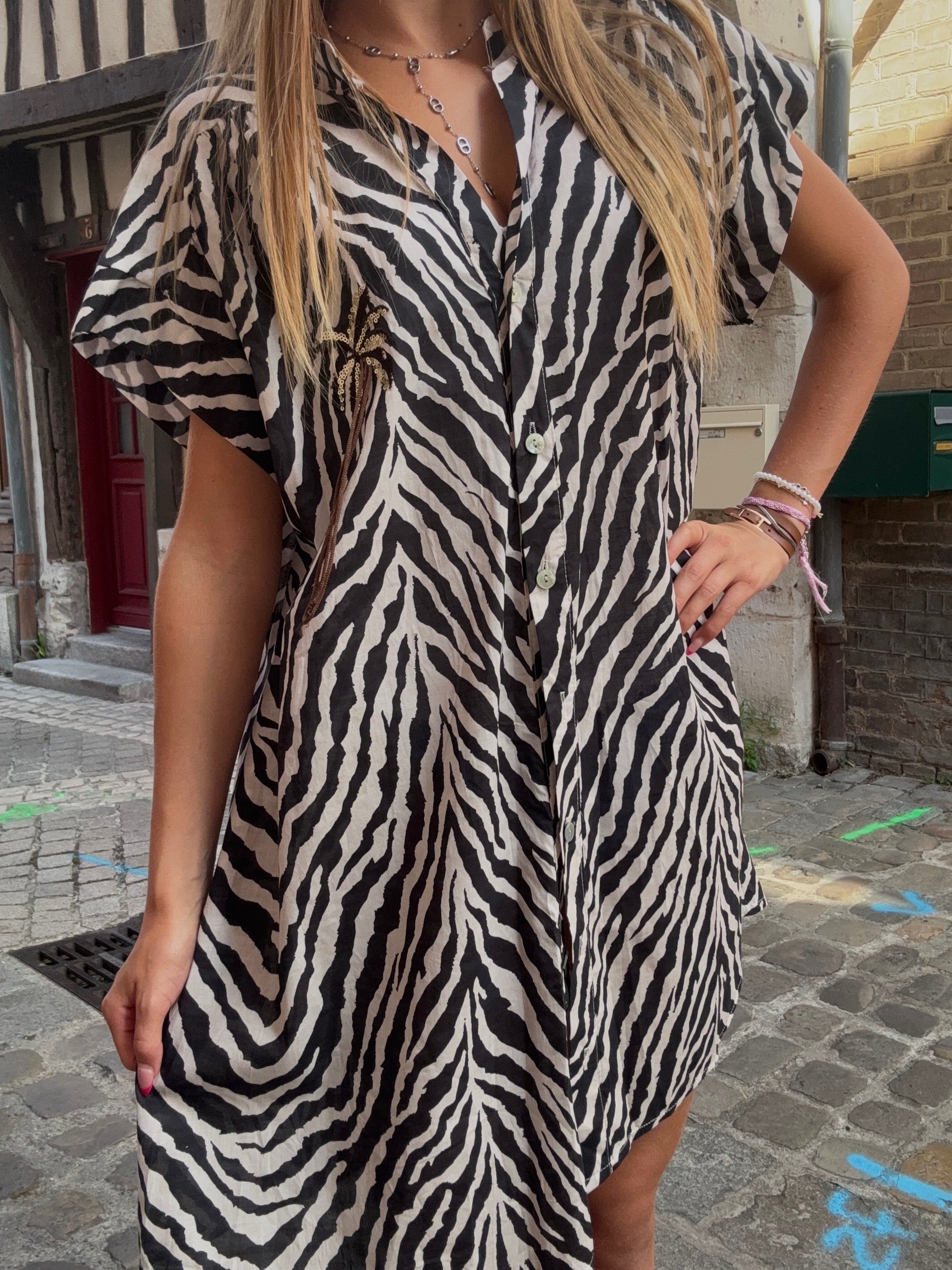 Mini Robe Imprimé Zèbre Noir & Blanc