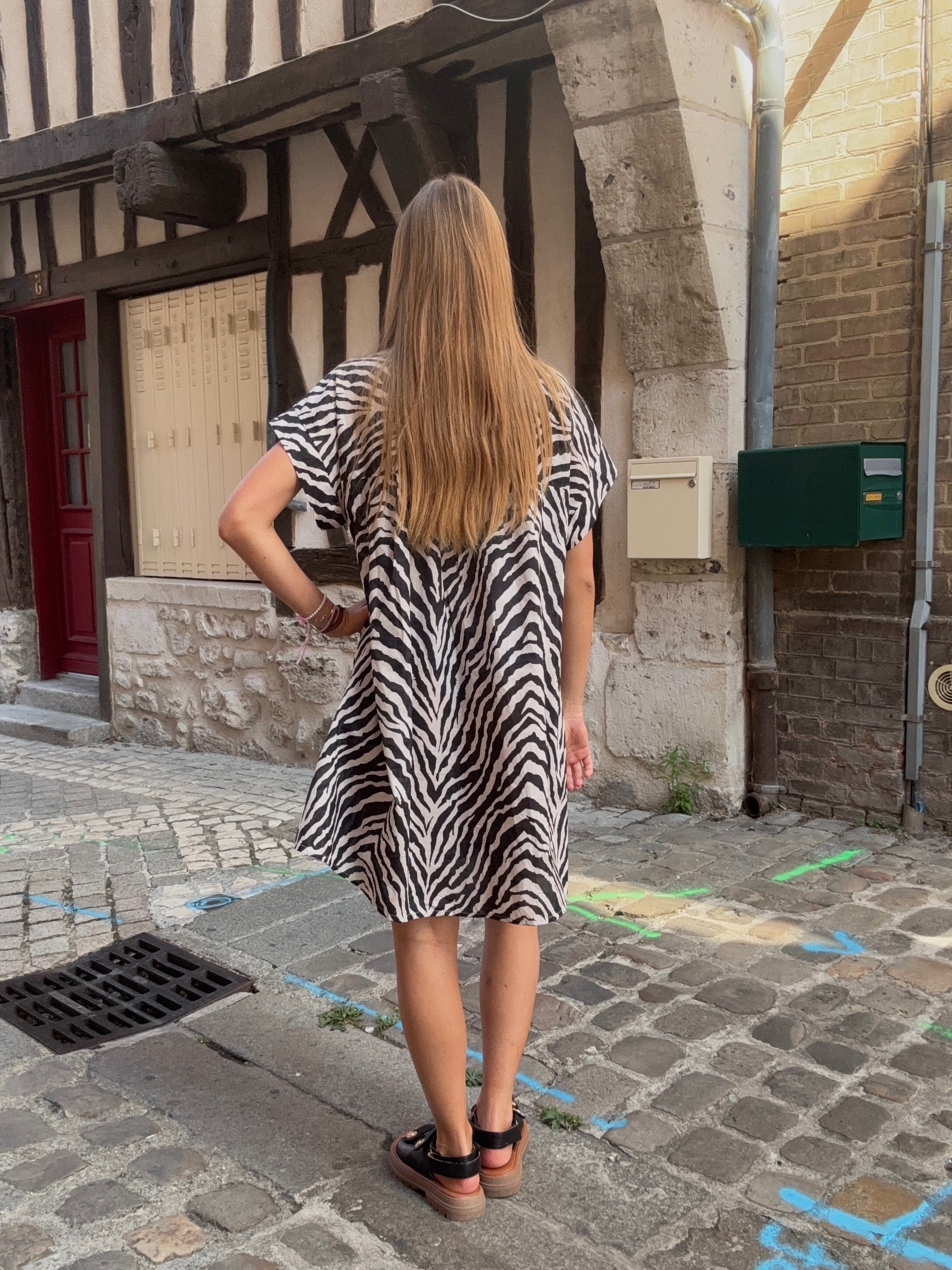 Mini Robe Imprimé Zèbre Noir & Blanc