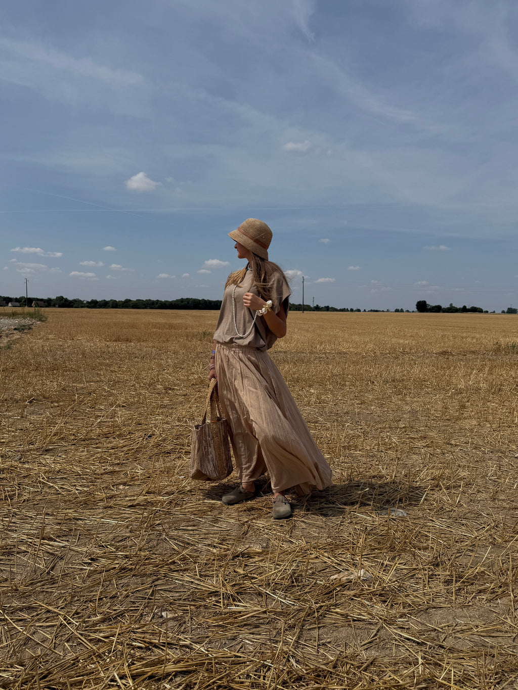 Jupe Longue Camel Fluide