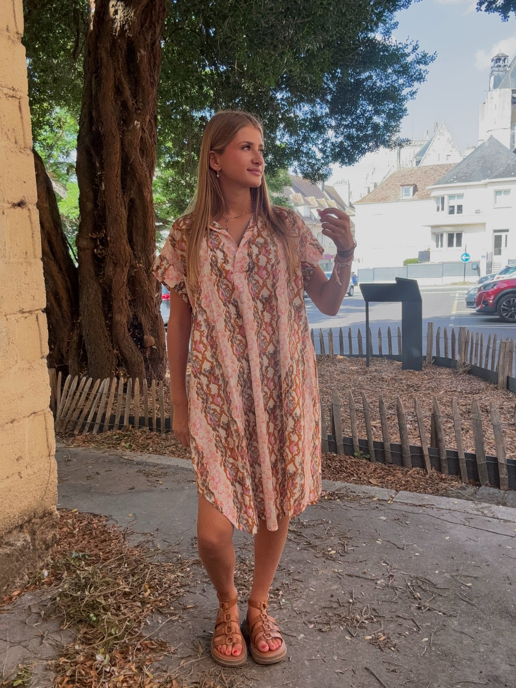 Robe Chemise Imprimé Python Rose