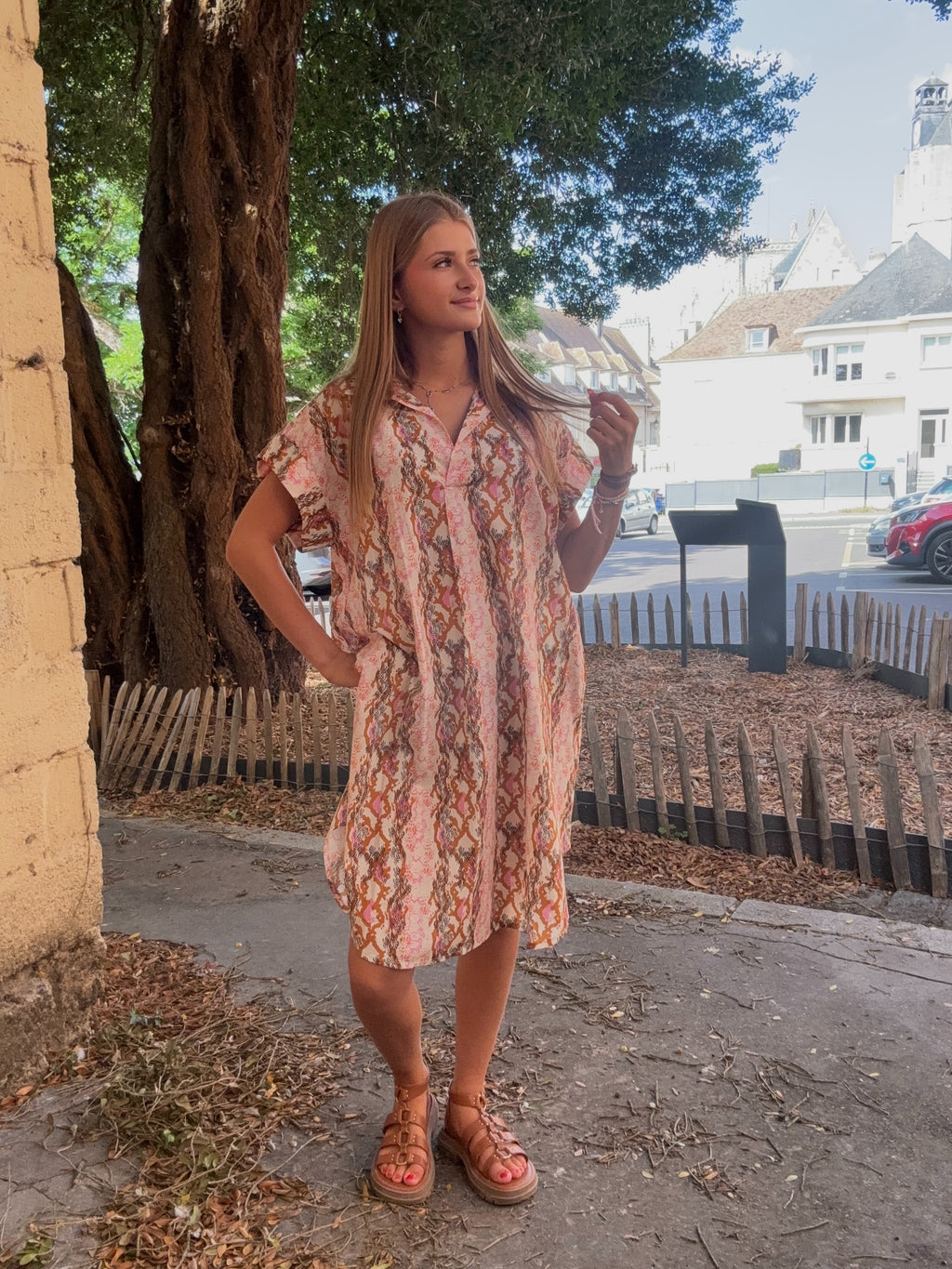 Robe Chemise Imprimé Python Rose