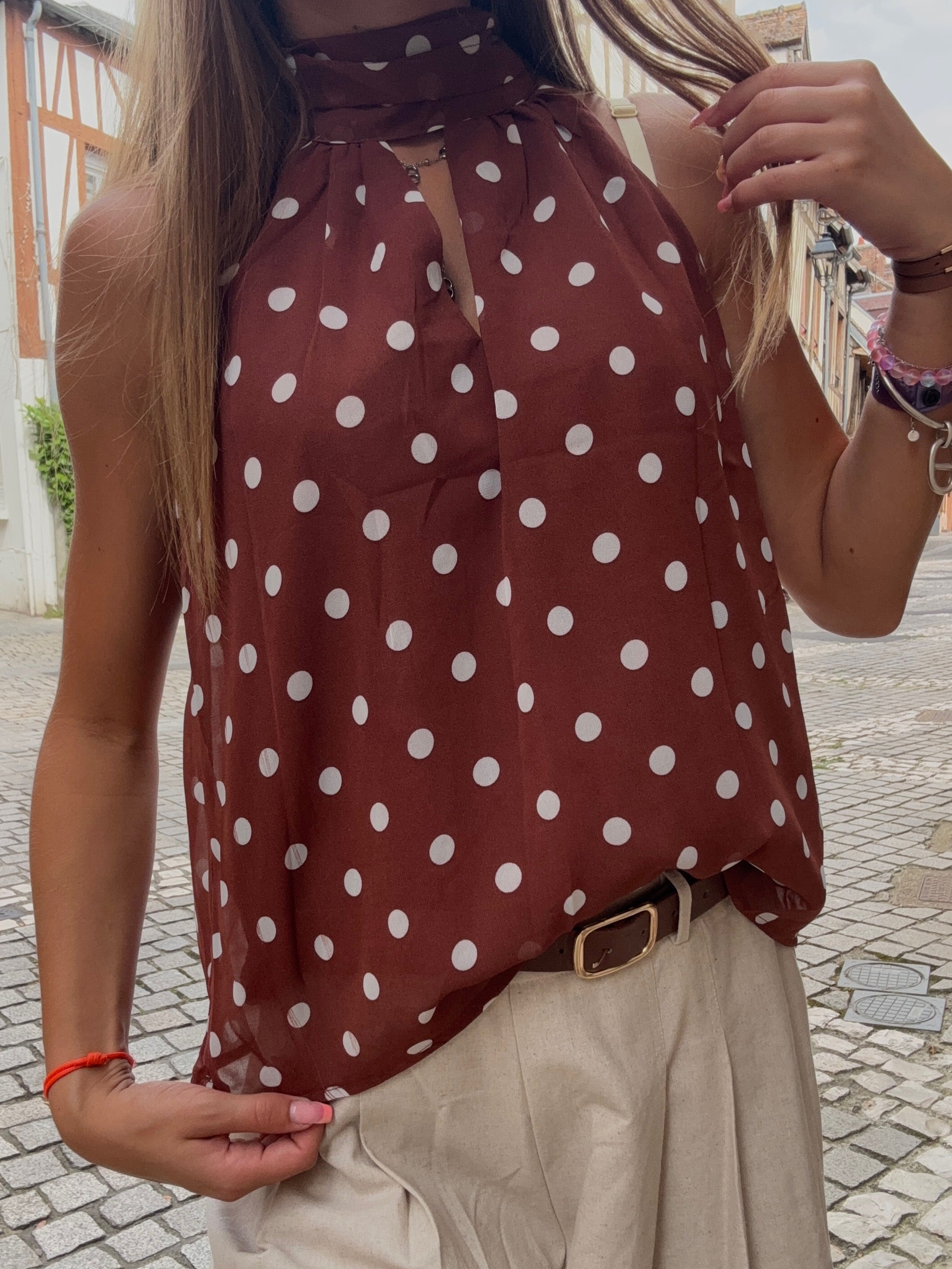 Haut à pois – Col halter