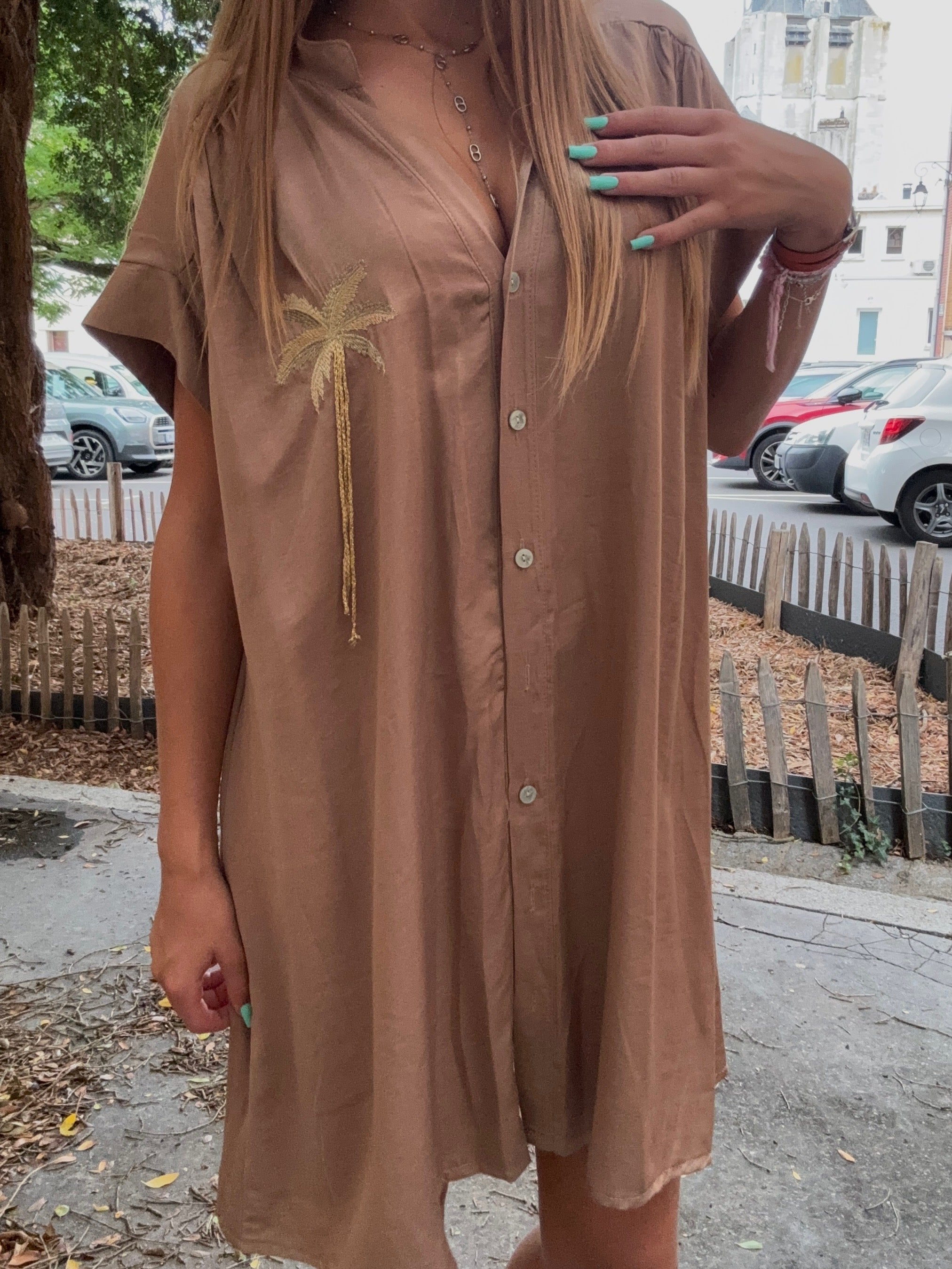 Robe Chemise Camel Oversize