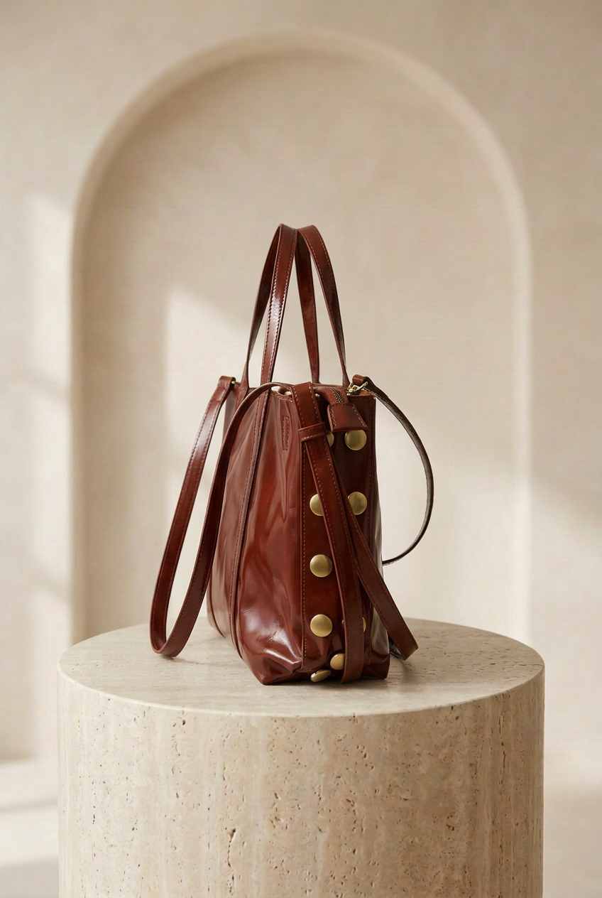 Sac cabas ocre avec bandoulière