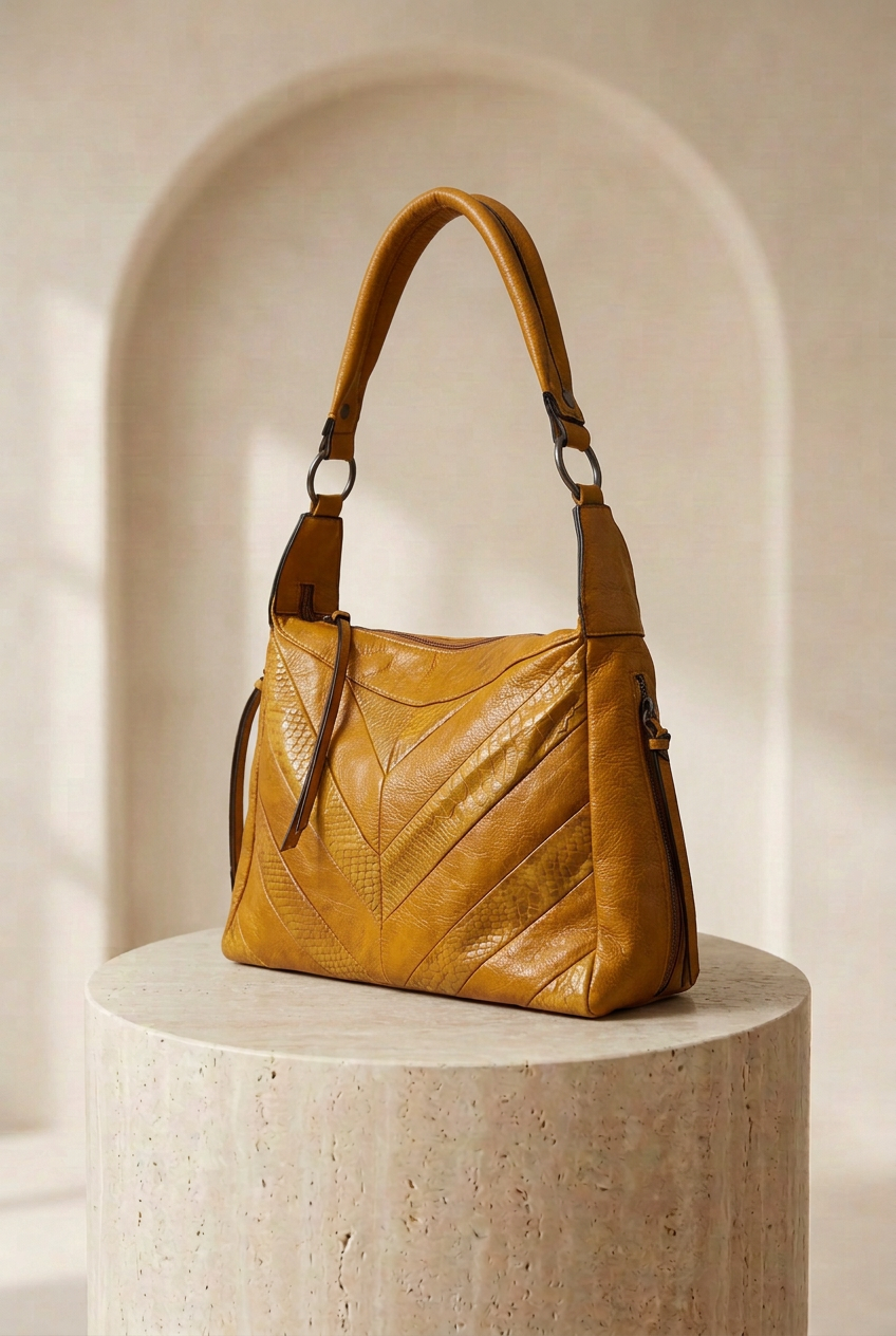 Sac à épaule à surpiqûres en chevrons