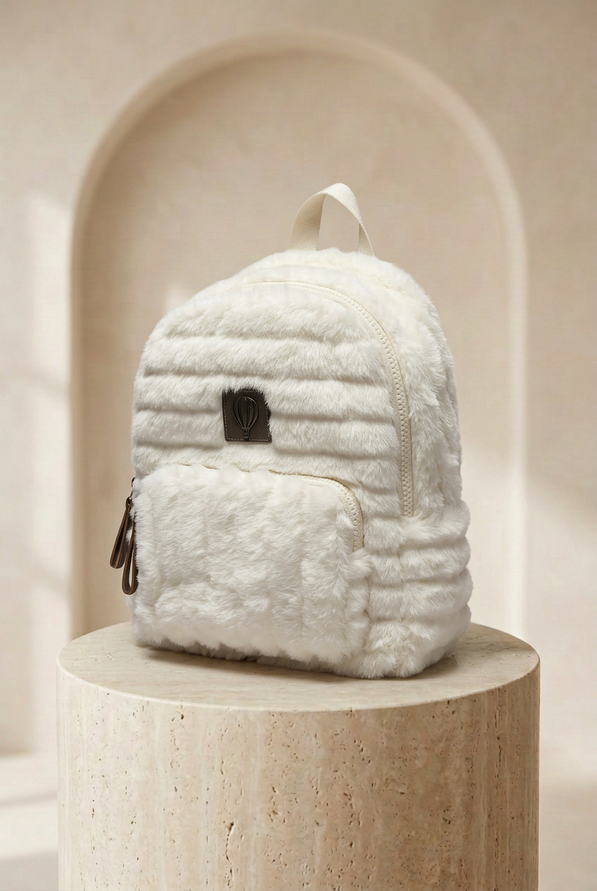 Sac à dos écru effet duveteux à reliefs