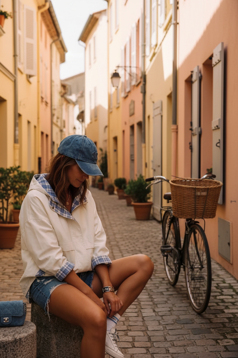 Veste Oversize Écrue Capuche Carreaux