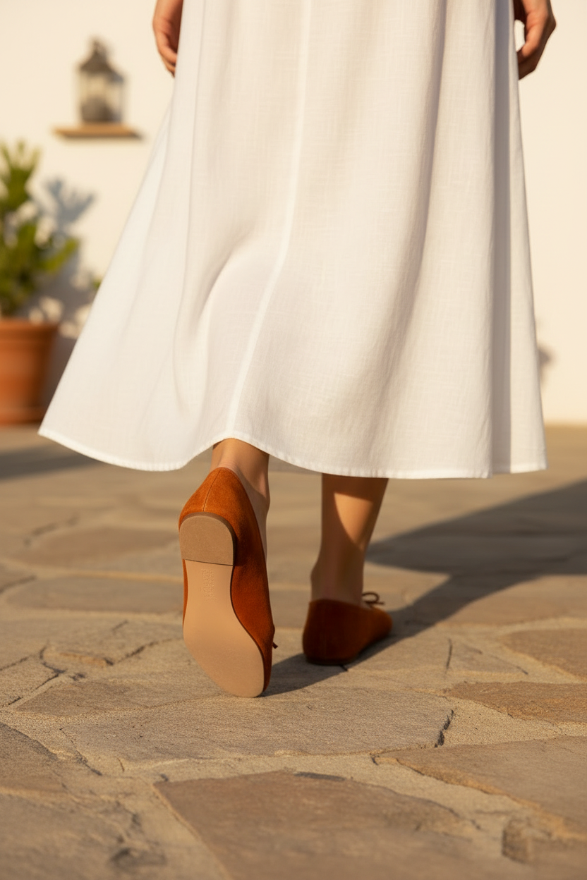 Ballerines Daim Orange Brûlé