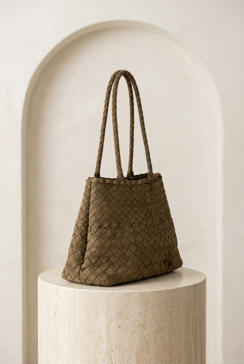 Sac cabas à l’aspect tressé avec deux longues anses tressées