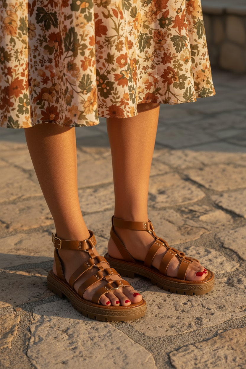 Sandales Camel Style Gladiateur – Semelle Plateforme