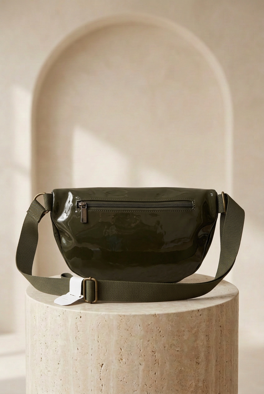 Sac banane kaki effet brillant