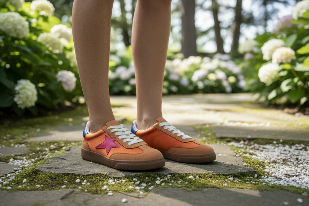 Baskets Rétro Colorées - Orange & Rose