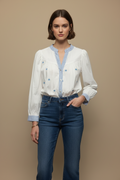 Chemise Brodée Cœurs Bleus 💙