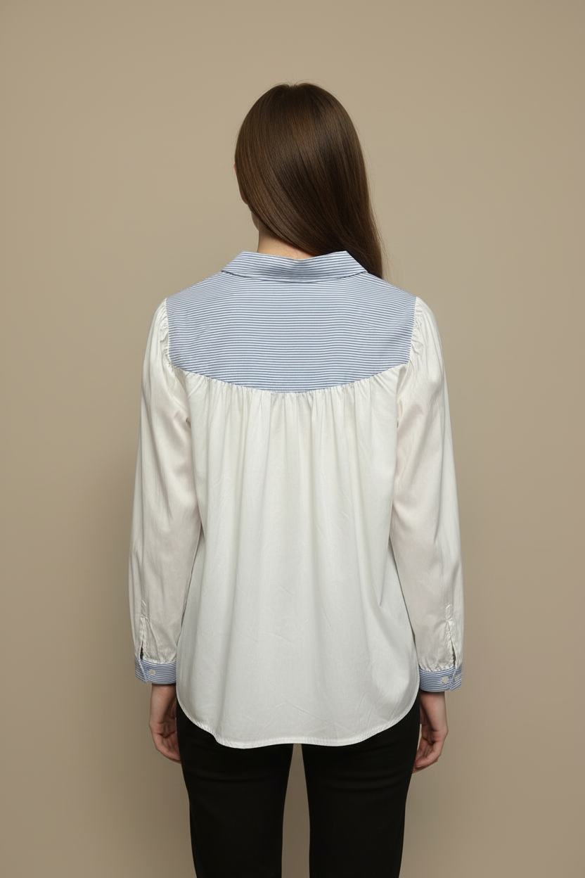 Chemise Brodée Cœurs Bleus 💙