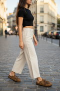 Clogs camel boho portés – profil